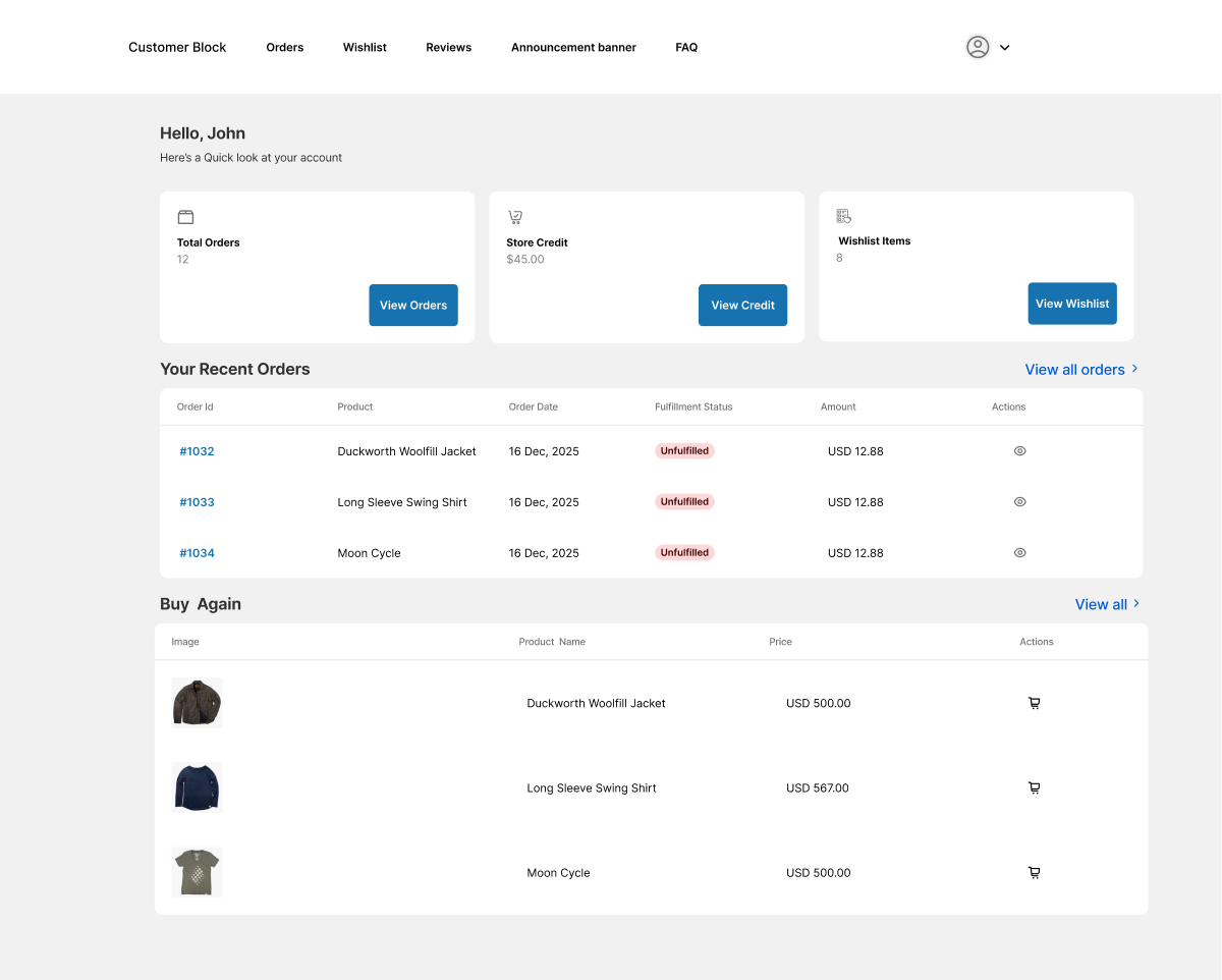 Accofy Classic dashboard layout