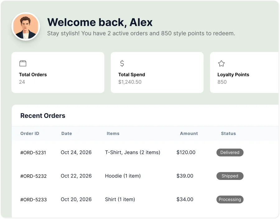 The customer dashboard Shopify left out. preview